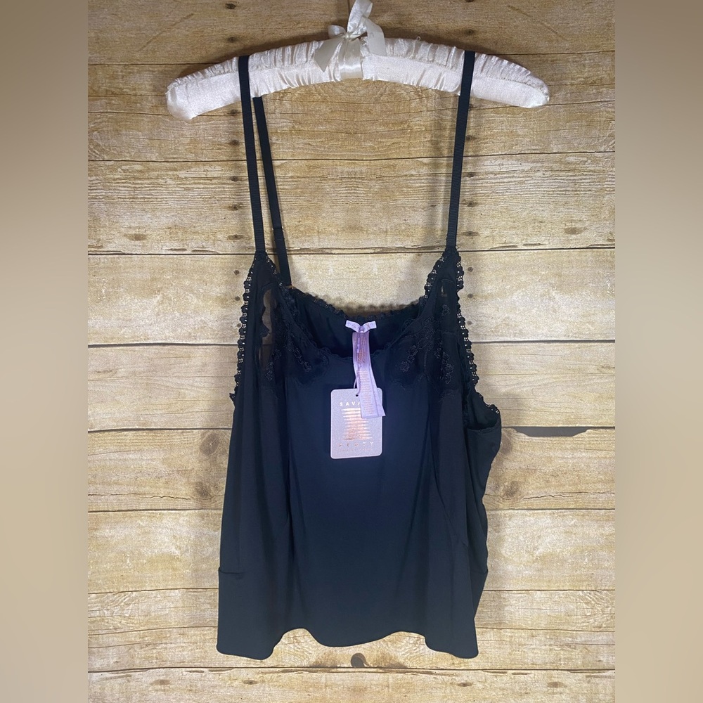 NWT Savage X Fenty A Peek Behind the Lace Cami Black Size 3X Adjustable Straps